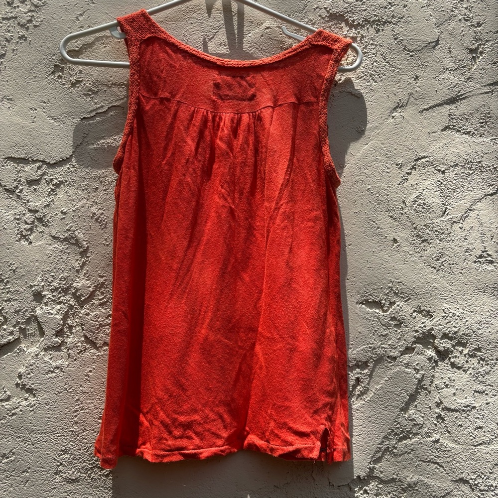 Anthropologie Meadow Rue Orange Smocked Embellished Tank Top - Picture 6 of 8